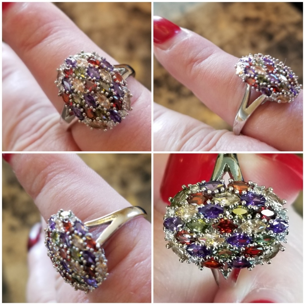 Genuine Multi Gem Ring Size 11 - Picture 3 of 5